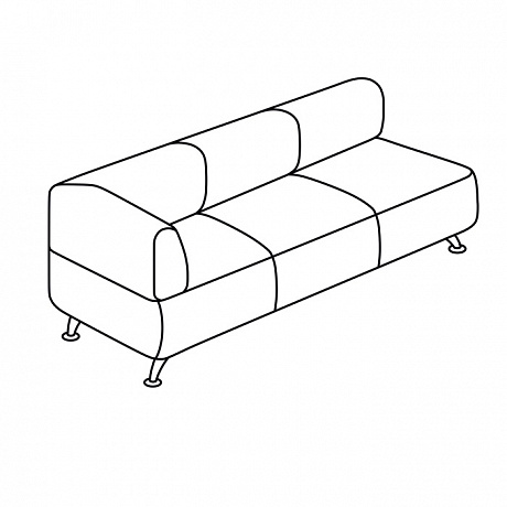 Мягкая офисная мебель: Вейт 3В трёх-местный диван, подлокотники справа от сидящего.