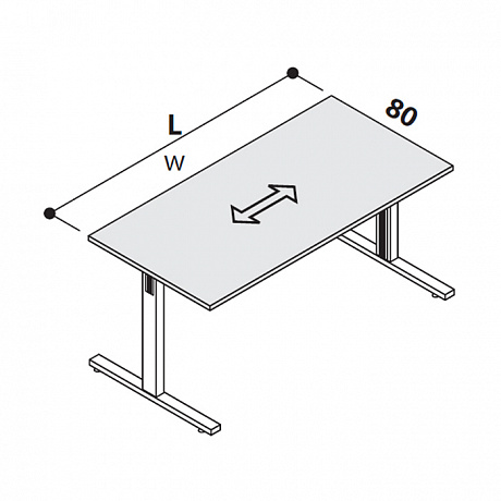 Офисная мебель для персонала: 148 180 Стол прямой на Т-образном квадратном металлокаркасе.