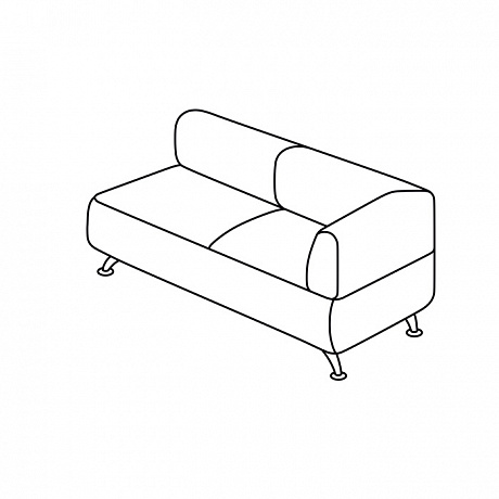 Мягкая офисная мебель: Вейт 2Б двух-местный диван, подлокотники слева от сидящего.