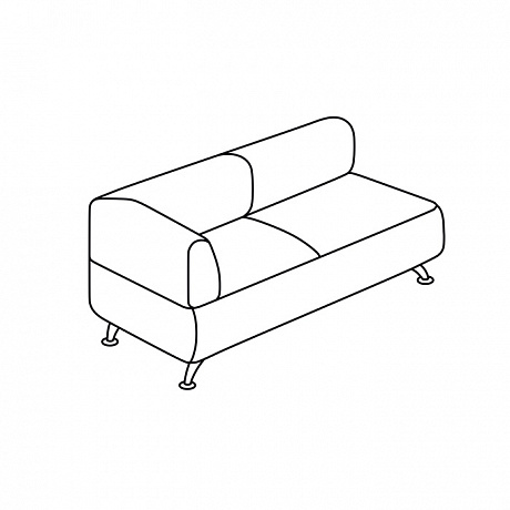 Мягкая офисная мебель: Вейт 2В двух-местный диван, подлокотники справа от сидящего.