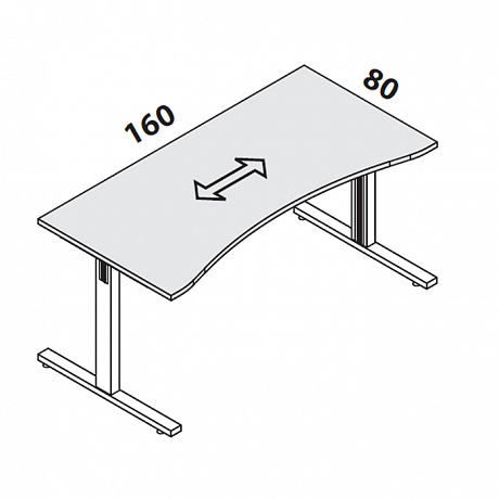 Офисная мебель для персонала: 148 185 Стол криволинейный на на Т-образном квадратном металлокаркасе.