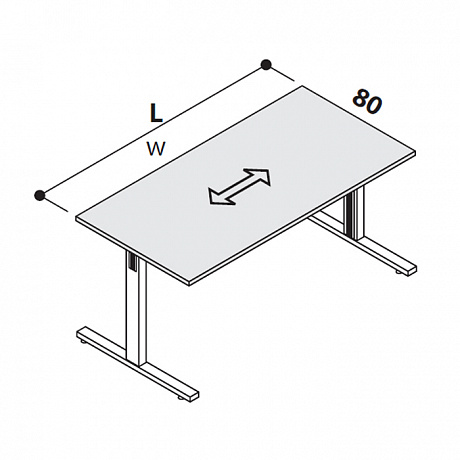 Офисная мебель для персонала: 148 176 Стол прямой на Т-образном квадратном металлокаркасе.