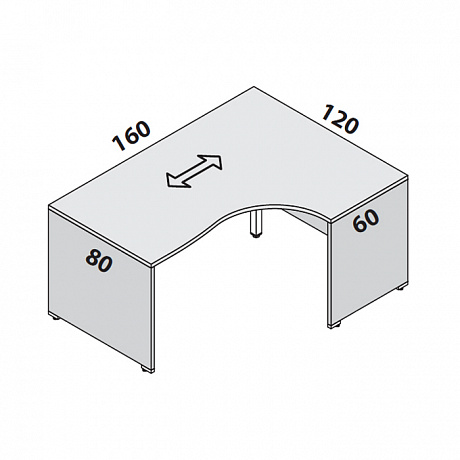 Офисная мебель для персонала: 148 066 Стол криволенейный на панелях (правый).