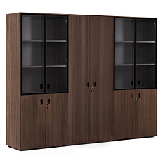 109 731 ECL 01 Шкаф комбинированный со стеклом +гардероб 242x44xh197,5 Enzo эвкалипт мореный/ черный