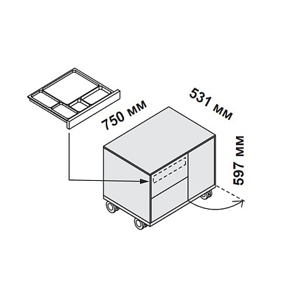 156211 Тумба подкатная с двумя ящиками и одной дверцей Enosi Белый LS (68)