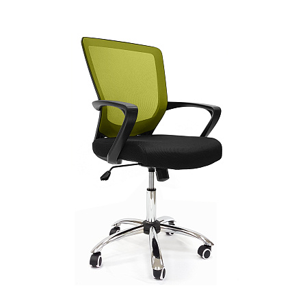 RT-008 Кресло сетка, крестовина хром, ТопГан обивка зеленый