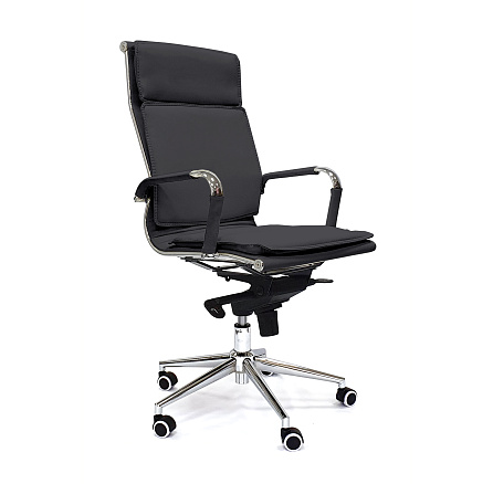 RT-06Q Кресло экокожа, крестовина хром мультиблок обивка черный 40