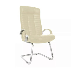 АТЛАНТ Хром конференц Кресло кожа+к/з, полозья хром обивка бежевый, каркас хром