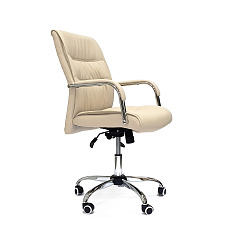 RT-333B Кресло экокожа, крестовина хром ТопГан Люкс обивка бежевый 70