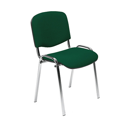 ИЗО Стул ткань, каркас металл обивка черно-зеленый В-21, каркас хром