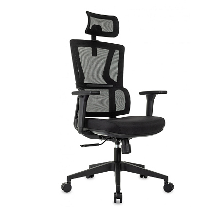 MC-711N-H Кресло сетка/ткань,крест.пластик черный ID2026948 