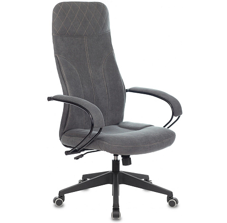 CH-608 Fabric Кресло ткань,крестовина пластик обивка темно-серый Alfa 44, каркас черный, ID1614482