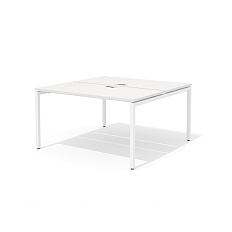 RM-3.1 (x2) + F-45M Сдвоенный стол прямой с люком на металлокаркасе Rio Project белый