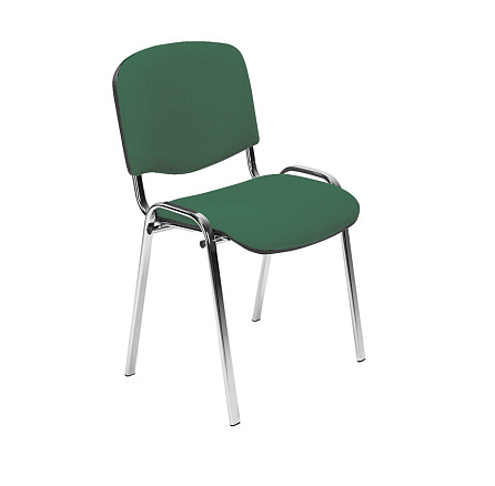 ИЗО Стул ткань, каркас металл обивка черно-зеленый В-18, каркас хром