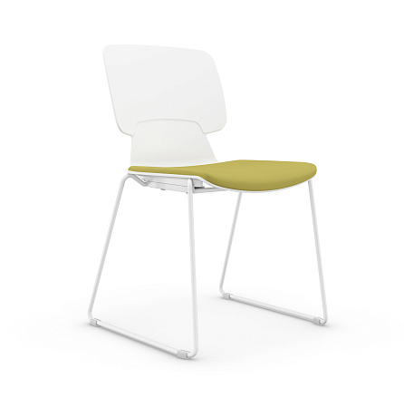 HY-817B (ALEX-В) Стул на белых металл. полозьях, обивка зелёный YH1094-6