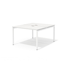 RM-4.1 (x2) + F-44M Сдвоенный стол прямой с люком на металлокаркасе Rio Project белый