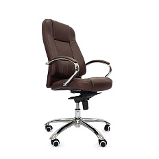RT-090 Кресло экокожа, крестовина хром мультиблок обивка коричневый 67