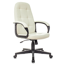 CH-002 Кресло экокожа, крестовина пластик обивка слон.кость, каркас черный, ID1872495