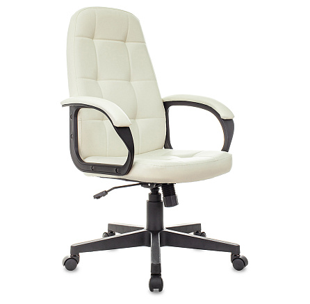 CH-002 Кресло экокожа, крестовина пластик обивка слон.кость, каркас черный, ID1872495