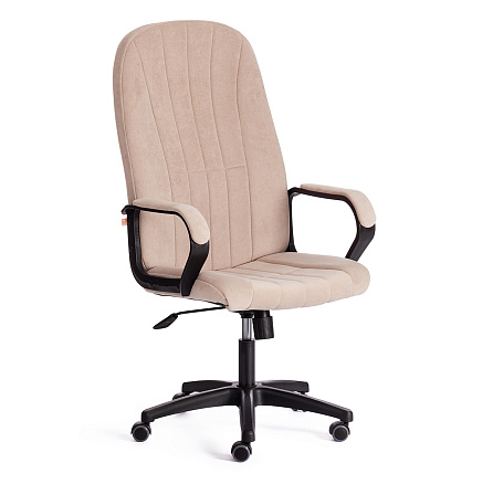 CH888 LT(22) Кресло ткань, крестовина пластик обивка бежевый флок 7, каркас черный, код 19394