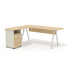 GM-118L + G-118.1L + G-27J + G-87 Составной эргономичный стол на металлокаркасе левый Гамма дуб Виченца / беж