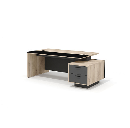BR-18R Стол руководителя 210х115х76 Bruno дуб Кронберг/антрацит