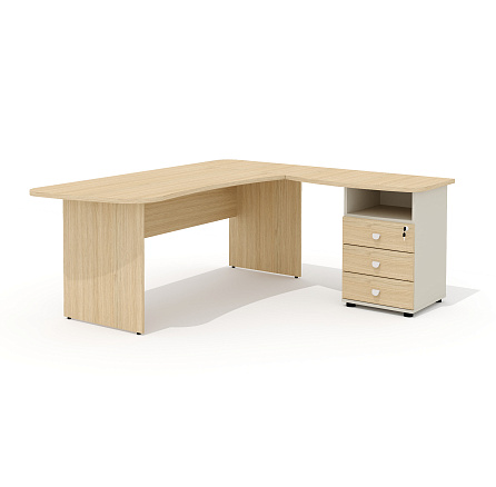 G-118R + G-118.1R + G-27J Составной эргономичный стол правый Гамма дуб Виченца / беж