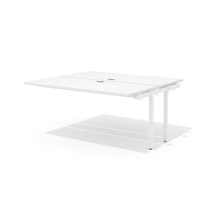 RM-2.1 (x2) + F-62M Промежуточный сдвоенный стол прямой с люком на металлокаркасе Rio Project белый