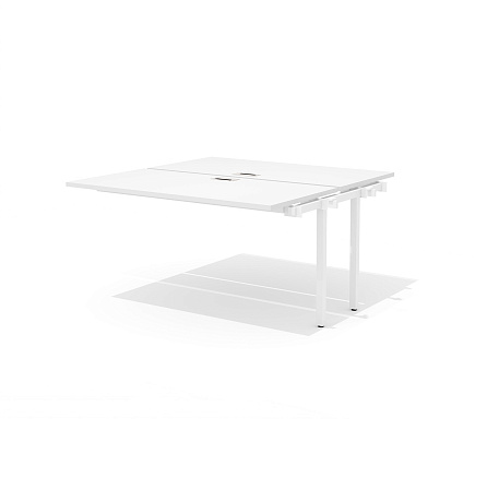 RM-3.1 (x2) + F-61M Промежуточный сдвоенный стол прямой с люком на металлокаркасе Rio Project белый