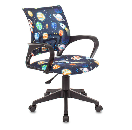 BUROKIDS 1  Кресло ткань, крестовина пластик обивка черный космонавт, каркас черный, ID1687099