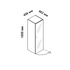 156912 Шкаф для кабинета средний со стеклянной дверцей и замком, правосторонний Enosi Белый LS (68)