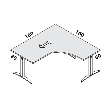 Офисная мебель для персонала: 148 097 Стол криволинейный на Т-образном металлокаркасе (правый).