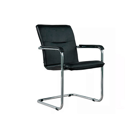 RUMBA Стул иск. кожа, полозья хром обивка черный V-4, каркас хром