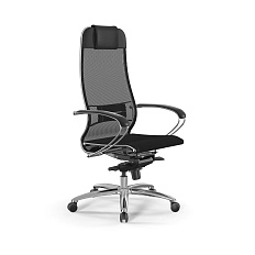 S-1 Samurai Кресло сетка/экокожа  Infinity Easy Clean, обивка черный 5.2.1.49