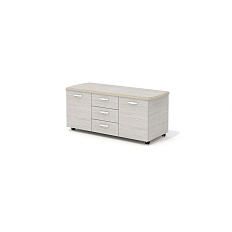 NT-32 Тумба сервисная мобильная 132x53x56,5 New.Tone дуб серебристый шпон (Италия) /стоун/1019