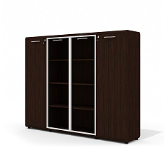 V-51 + V-02.1L + V-02.1R + V-62L + V-62R Шкаф со стеклянными дверьми Vegas венге