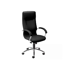 Nova steel chrome Кресло кожа+к/з, крестовина хром обивка черный SP-A