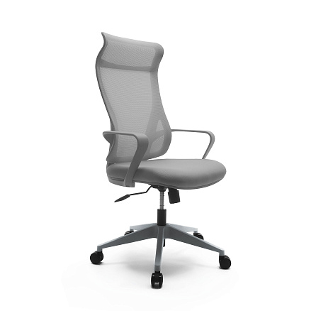 SK-3226A Кресло спинка сетка, сиденье ткань, крестовина серый пластик, обивка серый DM-2903/TX-22