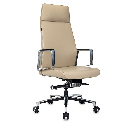 JONS Кресло кожа+к/з, крестовина алюминий обивка бежевый, ID1120264