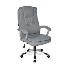 GY-2407 Кресло экокожа+кожзам, крестовина пластик, механизм Топ Ган обивка серый