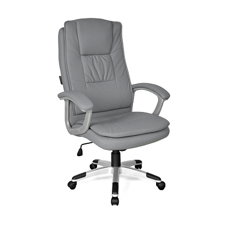 GY-2407 Кресло экокожа+кожзам, крестовина пластик, механизм Топ Ган обивка серый