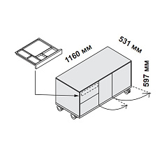 156212 Тумба подкатная с двумя ящиками и правосторонними дверцами Enosi Белый LS (68)