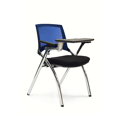 SK-3059-06 с пюпитром Стул сетка, каркас хром, подлокотники пластик обивка синий/черный 01