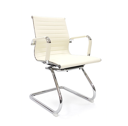 RT-04S Кресло экокожа, полозья хром обивка светло-бежевый 70-5