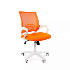 696 White Кресло сетка/ткань, крестовина пластик обивка оранжевый TW-66/TW-16, каркас белый,07014838