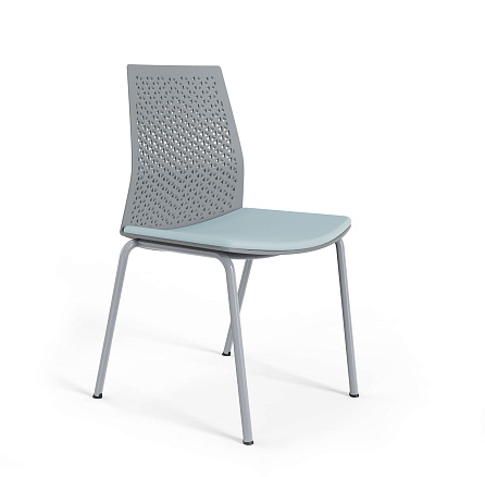 HY-811A (LAMI A) Стул без подлокотников, серый пластик, на ножках голубой (GREG Back GREY Seat )