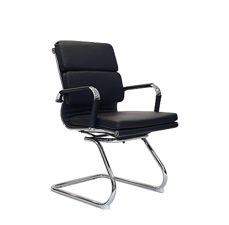 RT-08BS Кресло экокожа, полозья хром обивка черный 40
