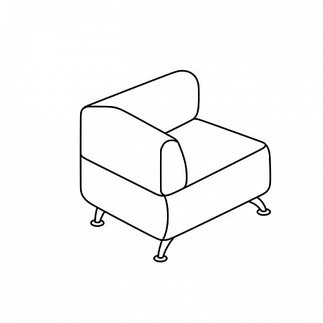 Мягкая офисная мебель: Вейт 1В кресло, подлокотники справа от сидящего.
