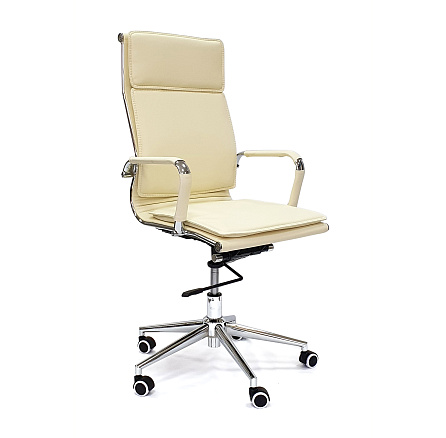 RT-06Q Кресло экокожа, крестовина хром knee-tilt обивка светло-бежевый 70-5