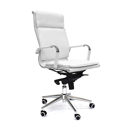 RT-06Q Кресло экокожа, крестовина хром мультиблок обивка белый 86